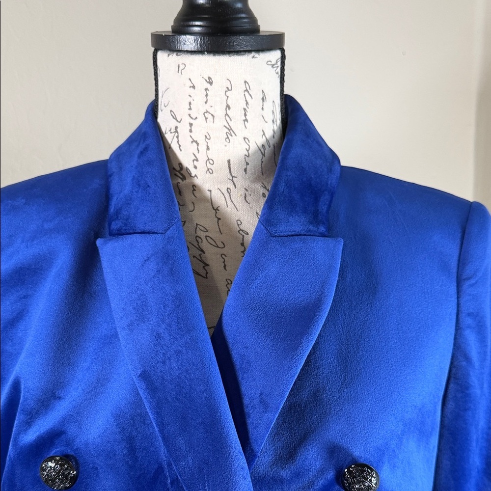 White House Black Market Royal Blue Blazer velvet - Picture 5 of 10